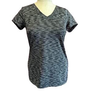 Reebook Shirt Womens Size XS Gray V Neck Athletic Gym Workout Casual